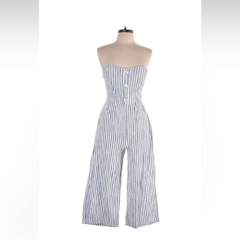 Striped Strapless Jumpsuit